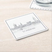 London Bridge Big Ben London Skyline Drawing Kartonnen Onderzetters (Schuin)