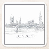 London Bridge Big Ben London Skyline Drawing Kartonnen Onderzetters (Voorkant)