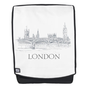 London Bridge Big Ben Pen en Ink Sketch Rugtassen