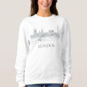 London Bridge Big Ben Skyline Pen en Ink Sketch Trui (Voorkant)