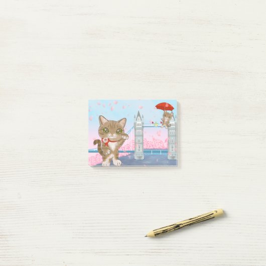 London Bridge Cat Post-it® Notes (Op bureau)