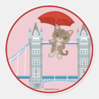 London Bridge Cat Ronde Sticker