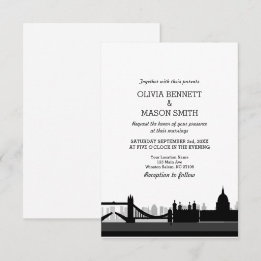 London Bridge CityScape bruiloft uitnodiging (Voorkant / Achterkant)