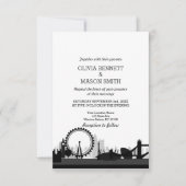 London Bridge Cityscape Wedding Invitation Kaart (Voorkant)