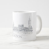 London Bridge en Big Ben Iconic Skyline Sketch Grote Koffiekop (Voorkant rechts)