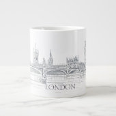 London Bridge en Big Ben Iconic Skyline Sketch Grote Koffiekop (Voorkant)