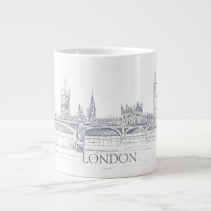 London Bridge en Big Ben Iconic Skyline Sketch Grote Koffiekop