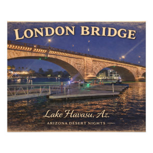 London Bridge Lake Havasu nachtbeeld Foto Afdruk