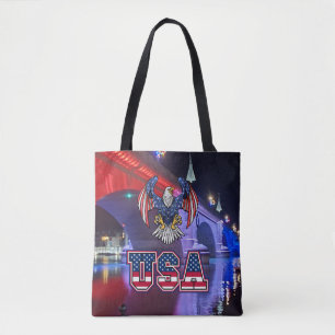 London Bridge met de Amerikaanse Bald Eagle Tote Bag
