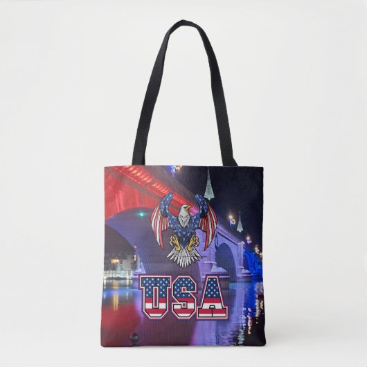London Bridge met de Amerikaanse Bald Eagle Tote Bag (Voorkant)