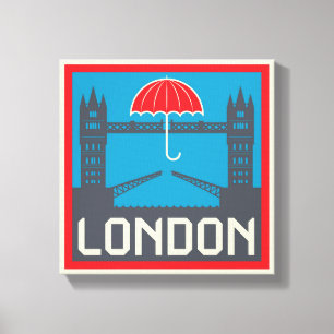 London Bridge met Umbrella Canvas Afdruk