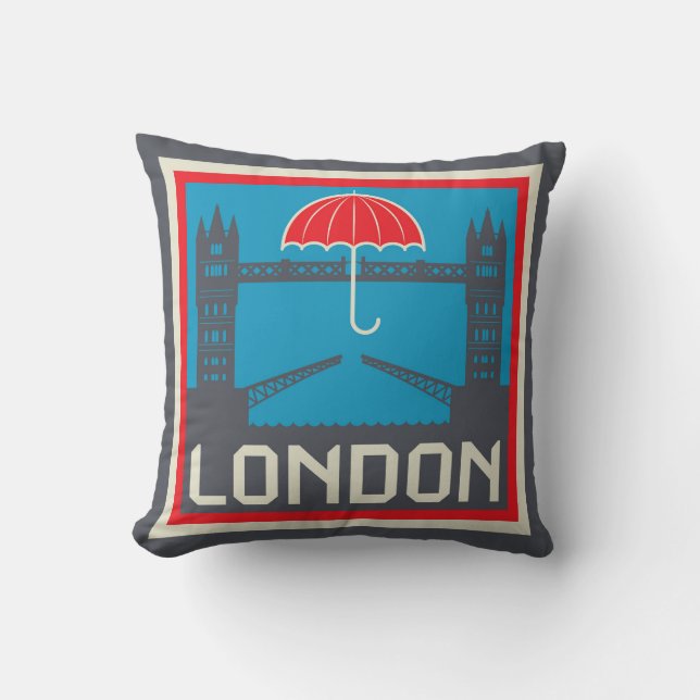 London Bridge met Umbrella Kussen (Voorkant)
