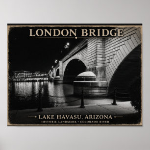 London Bridge Zwart & Wit Nacht Poster