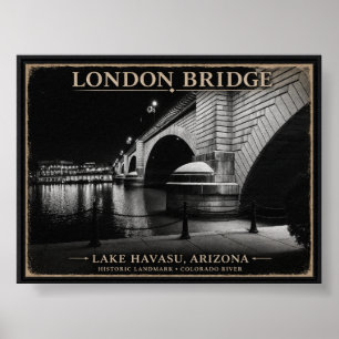London Bridge Zwart & Wit Nacht Poster