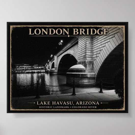 London Bridge Zwart & Wit Nacht Poster (Voorkant)