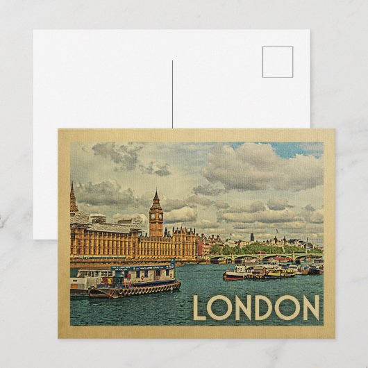 London Briefkaart England Vintage Travel (Voorkant / Achterkant)