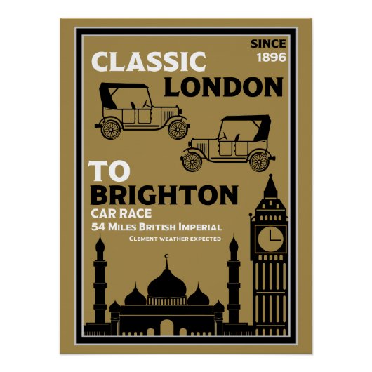 London Brighton Oldtimer Autorit Perfect Poster (Voorkant)