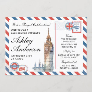 London British Baby shower Invitation Kaart