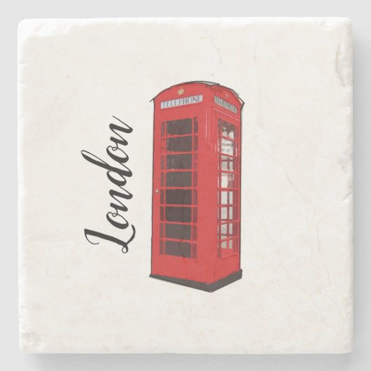 London British Red Phone Booth Stenen Onderzetter (Voorkant)