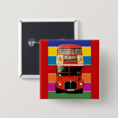 London Bus Badge - Square Vierkante Button 5,1 Cm (Voorkant /achterkant)