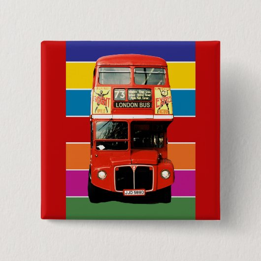 London Bus Badge - Square Vierkante Button 5,1 Cm (Voorkant)