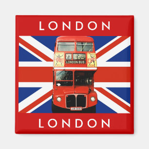 London Bus en British Flag Magneet