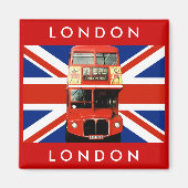 London Bus en Britse vlag Magneet (Voorkant)