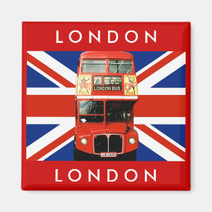 London Bus en Britse vlag Magneet