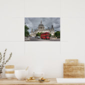 London Bus en St Pauls Cathedral England Poster (Keuken)