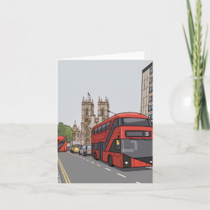 London bus en Westminster Abbey wenskaart Kaart