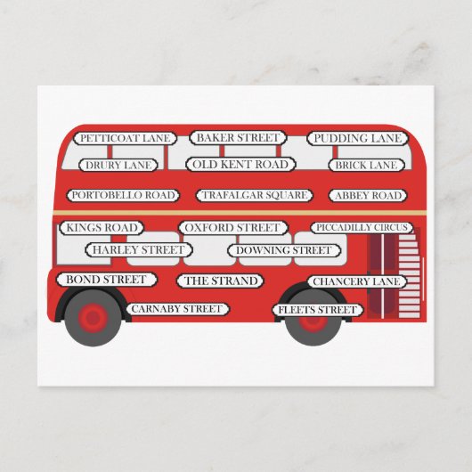 London Bus & Famous Street Names Briefkaart (Voorkant)