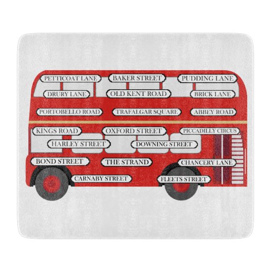 London Bus & Famous Street Names Snijplank (Voorkant)
