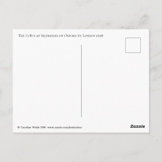 London Bus in Selfridges in Oxford St. 1998 Briefkaart (Achterkant)