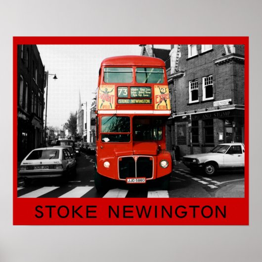London Bus in Stoke Newington Poster (Voorkant)
