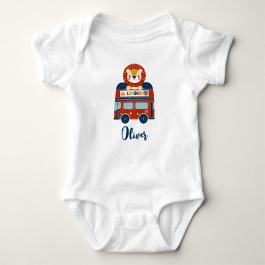 London Bus & Lieve Leeuwenbaby Persoonlijk Romper (Voorkant)
