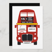 London Bus Save the Date Card Black (Voorkant / Achterkant)