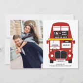 London Bus Save the Date kaart Foto Zwart (Voorkant)