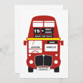London Bus Save the Date kaart gepersonaliseerd (Voorkant / Achterkant)
