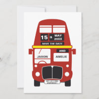 London Bus Save the Date kaart gepersonaliseerd
