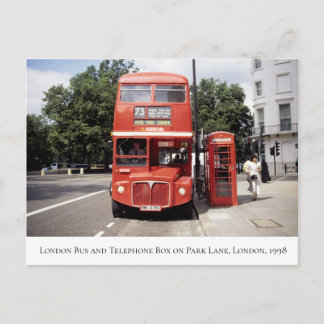 London Bus & Telephone Box Central London 1998 Briefkaart