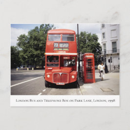London Bus & Telephone Box Central London 1998 Briefkaart
