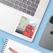 London Bus Vinyl Sticker (Laptop met iPhone)