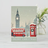 London Christmas | Big Ben & Feestelijk Londen Bedankkaart (Staand voorkant)
