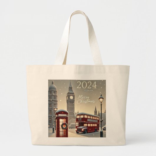 London Christmas | Big Ben & Feestelijk Londen Grote Tote Bag (Voorkant)