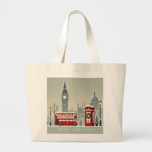 London Christmas | Big Ben & Feestelijk Londen Grote Tote Bag (Voorkant)