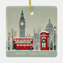 London Christmas | Big Ben & Feestelijk Londen Keramisch Ornament