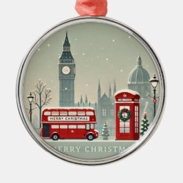 London Christmas | Big Ben & Feestelijk Londen Metalen Ornament