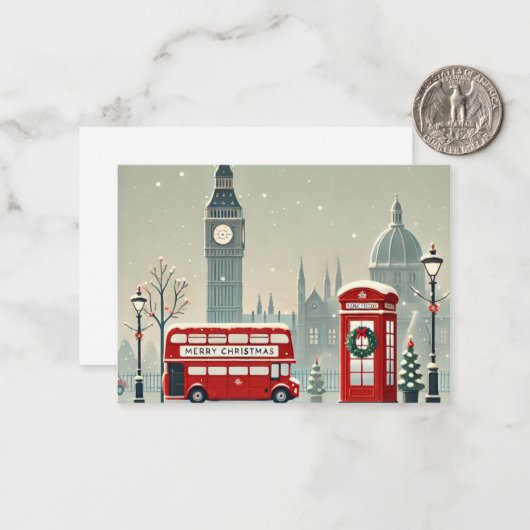 London Christmas | Big Ben & Feestelijk Londen Notitiekaartje (Voorkant / Achterkant in situ)