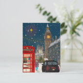 London Christmas Night Cityscape Retro-geïnspireer Briefkaart (Staand voorkant)