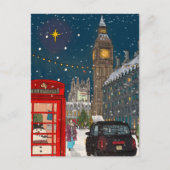 London Christmas Night Cityscape Retro-geïnspireer Briefkaart (Voorkant)